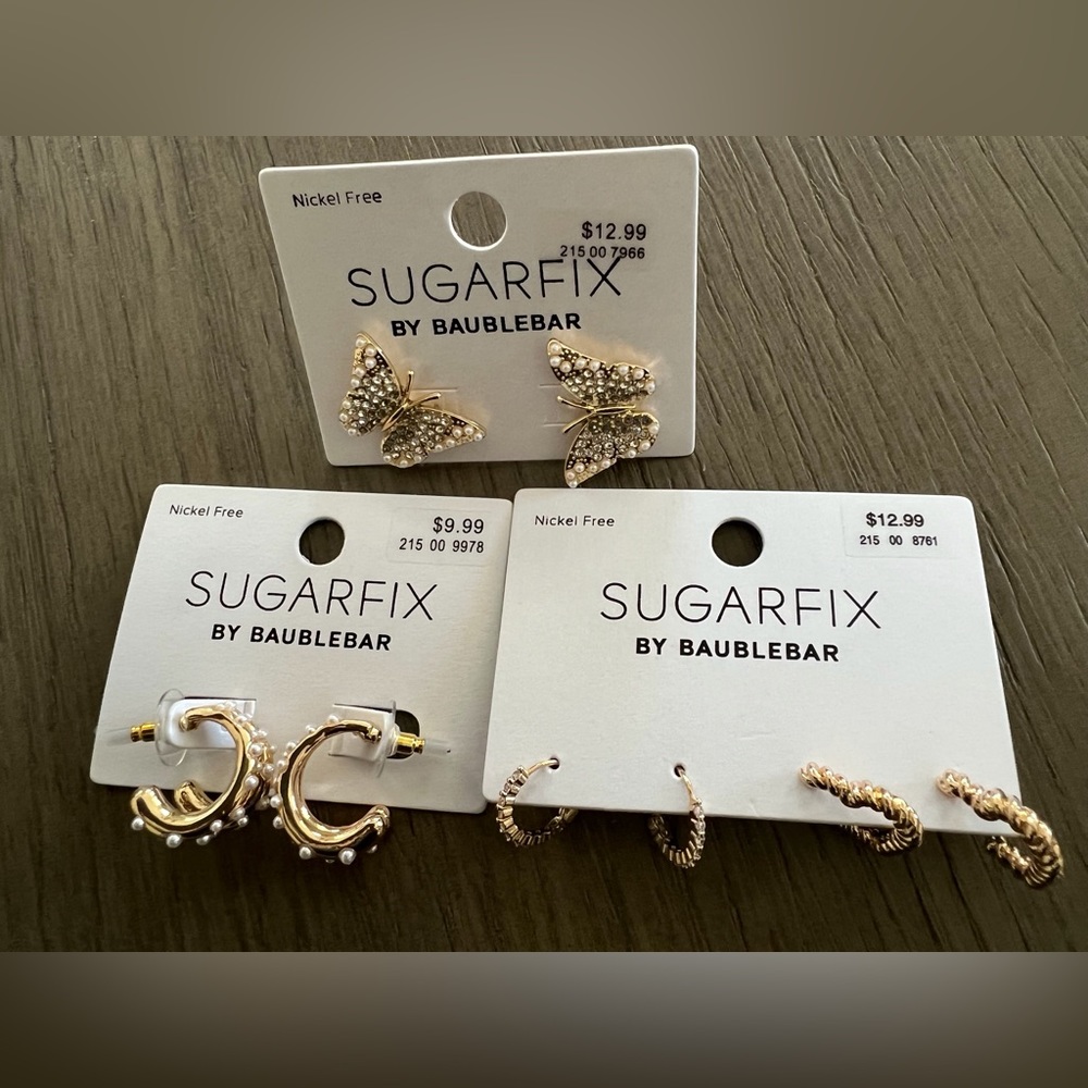 3 pairs Statement Earrings Bundle Sugarfix by Baublebar NWT Gift 🎁 ready